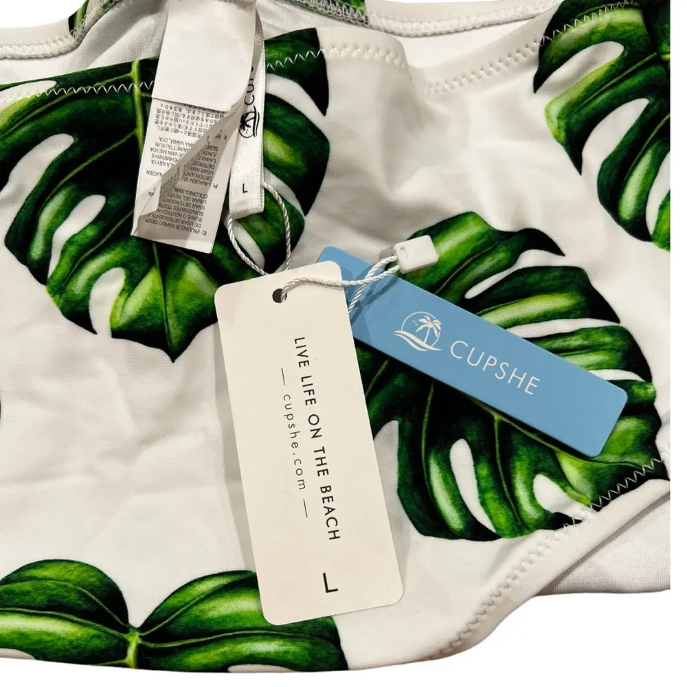 Cupshe  Monstera High Waisted Bikini Bottoms Size L NWT - Image 8
