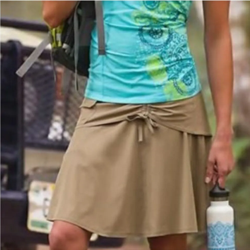 Athleta Wherever Ruched Golf Layered Active wear Skort Skirt beige tan Sz 12 - Image 3