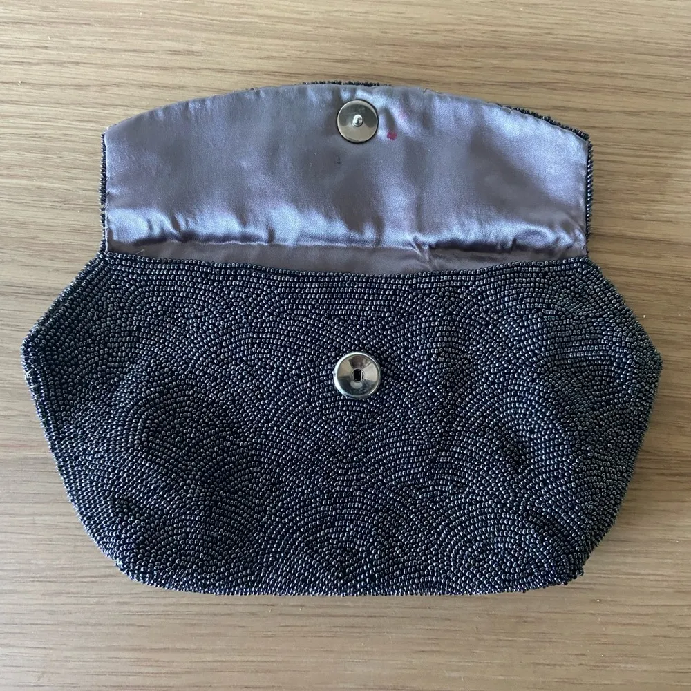 Vintage Black Beaded Pouch / Bag - Image 3