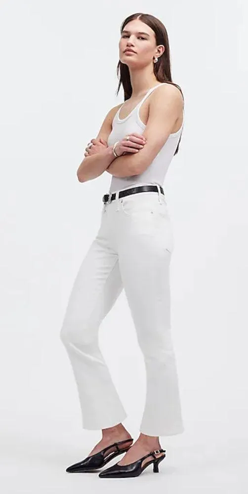 Madewell Kick Out Crop Jeans Pure White Stretch Mid Rise Flare NI961 US 26 NWT - Image 2