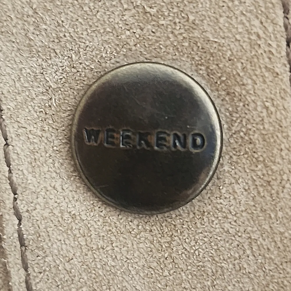 Weekend Max Mara Genuine Leather Camel Snap Front A Line Skirt Tan Size 12 - Image 6