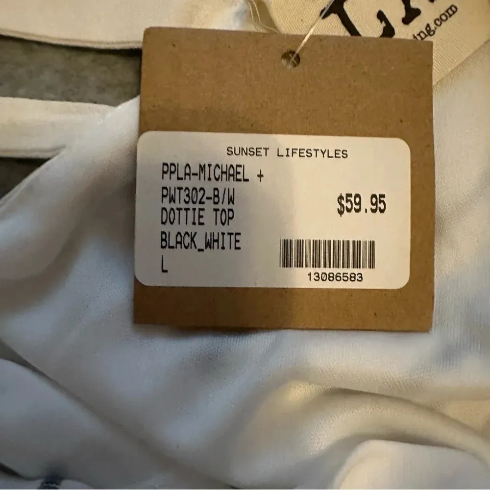 NWT PPLA Dottie Black and White Striped High-Low Top size L - Image 10