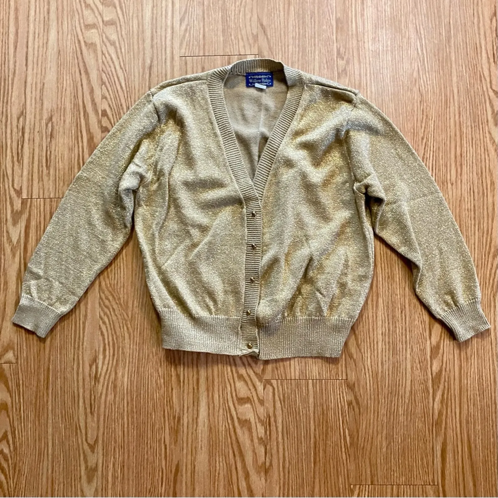 Willow Ridge Vintage Metallic Gold Shirt Cardigan Set Womens Medium - Image 3