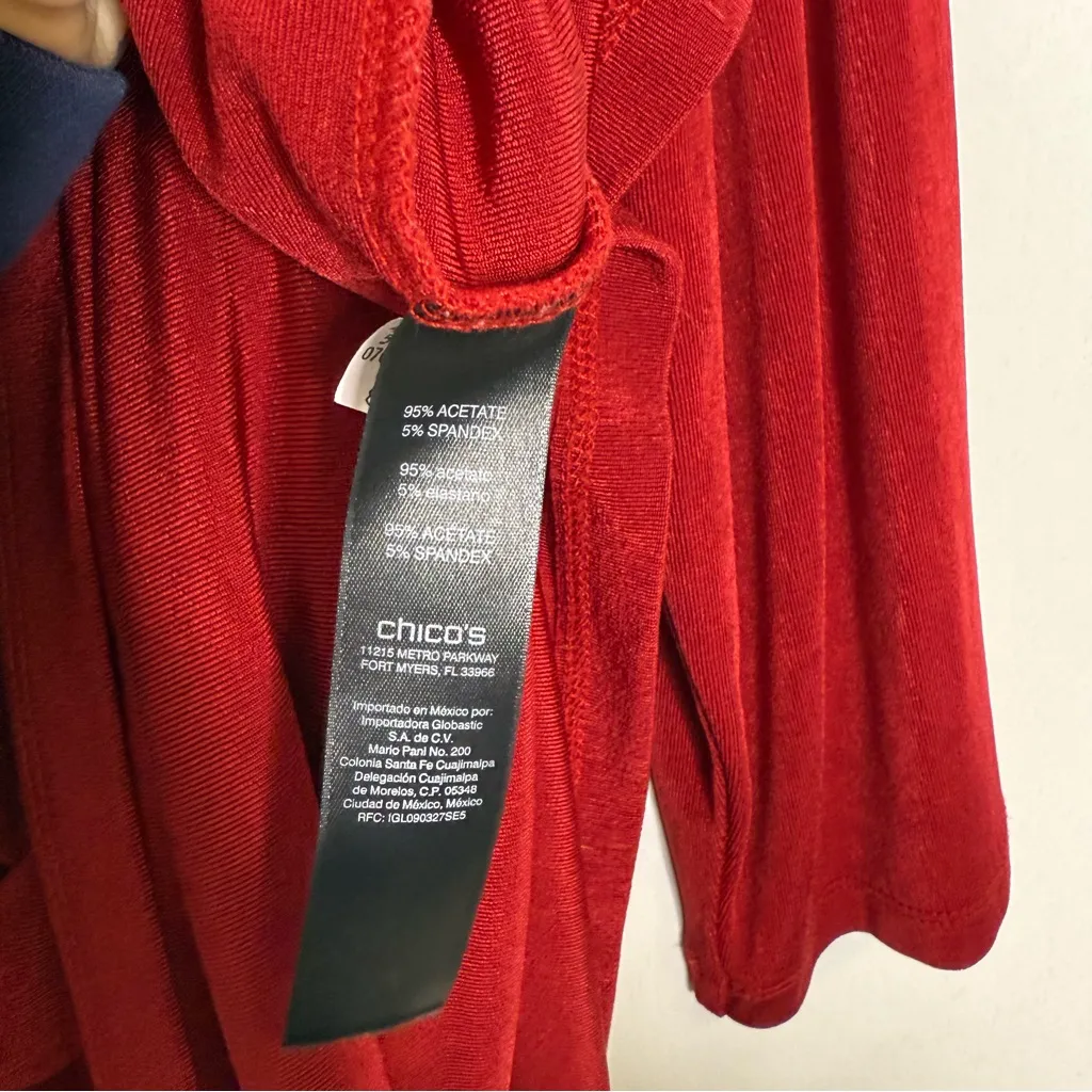 Chico’s Travelers 3 Red Cutout Neckline Long Sleeve Dress Size XL 16/18 - Image 6