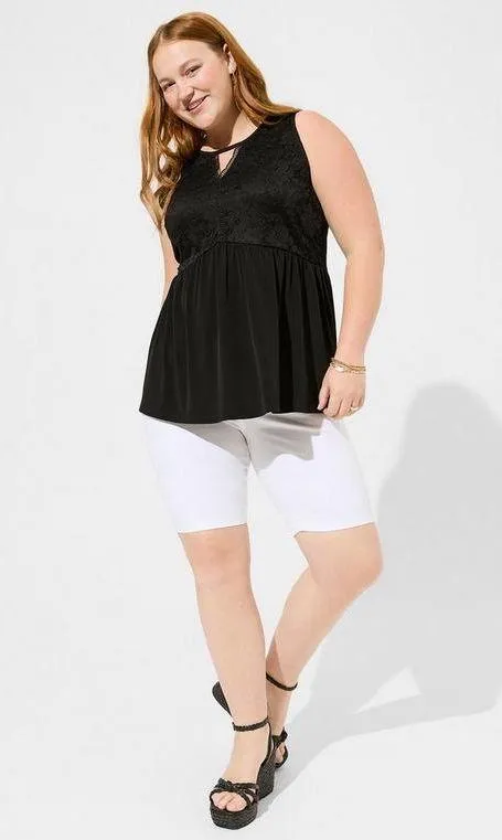 Torrid Black Mini Studio Knit Crew Neck Keyhole Lace Babydoll Tank Top - size 1 - Image 7