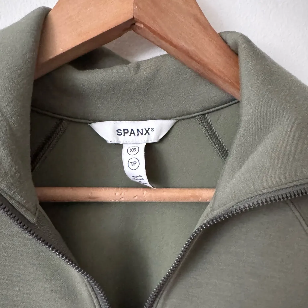 Spanx  XS Air Essentials Half Zip Pullover in Clover Green - Image 3