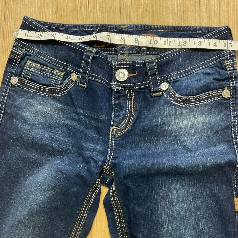 SEVEN 7 Low Rise Medium Wash Distressed Blue Denim Skinny Jeans Women's Size 28 - Image 13