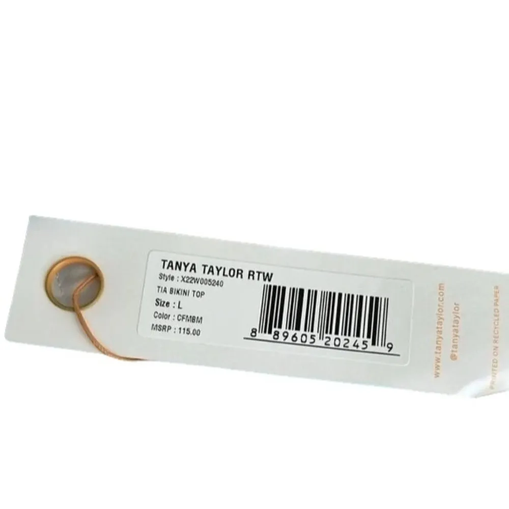 NWT Tanya Taylor Tia Bikini Top Floral Dahlia Beaded Straps Swim L Blue Red - Image 9