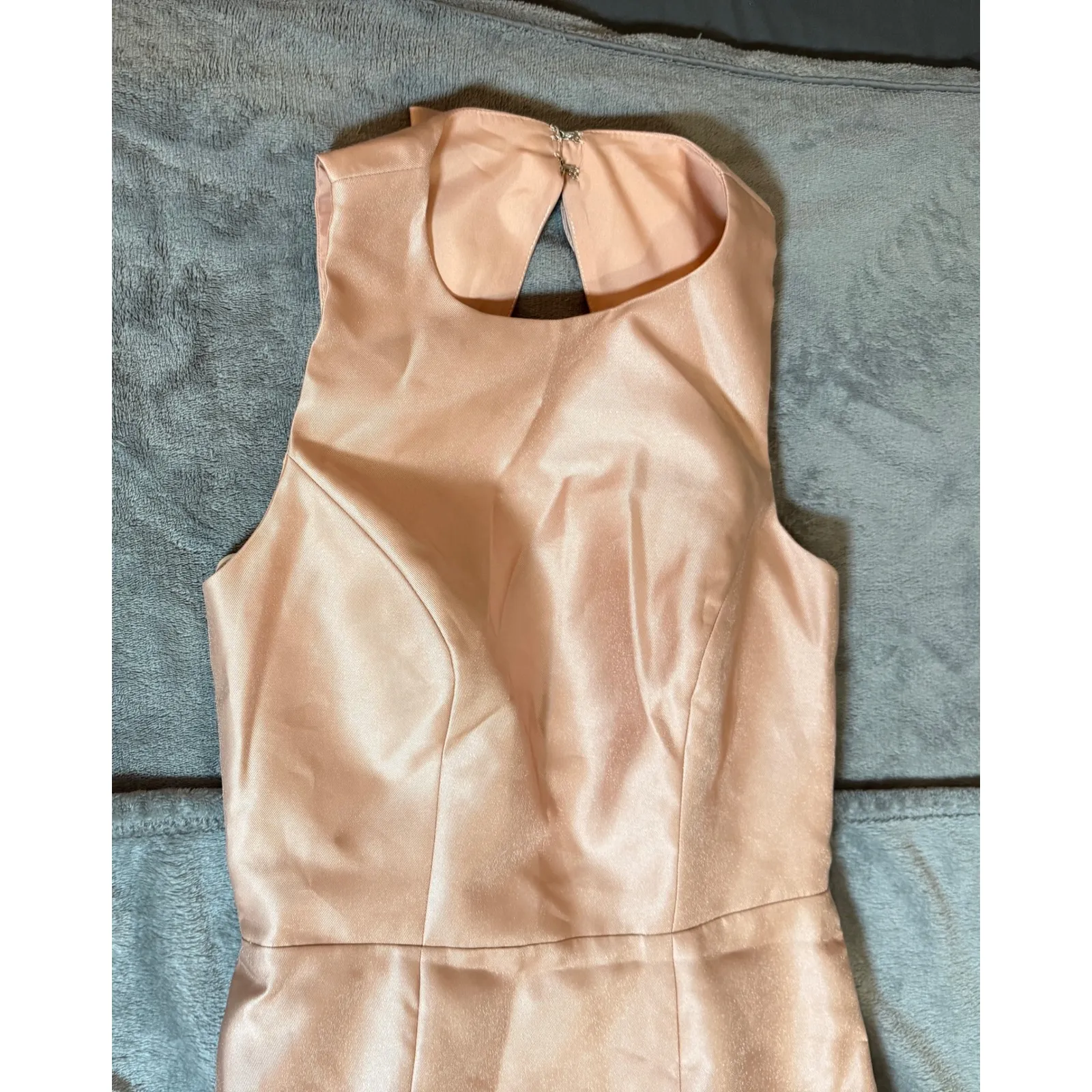 NWT Alfred Sung JEWEL‎ NECK BOWED OPEN-BACK TRUMPET DRESS FRONT SLIT Pink 2R - Image 5