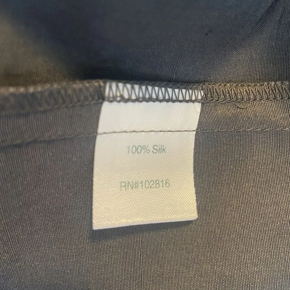 Garnet Hill A Line Mini Skirt Size 8 Gray 100% Silk Pull On Preppy Date Cocktail - Image 4