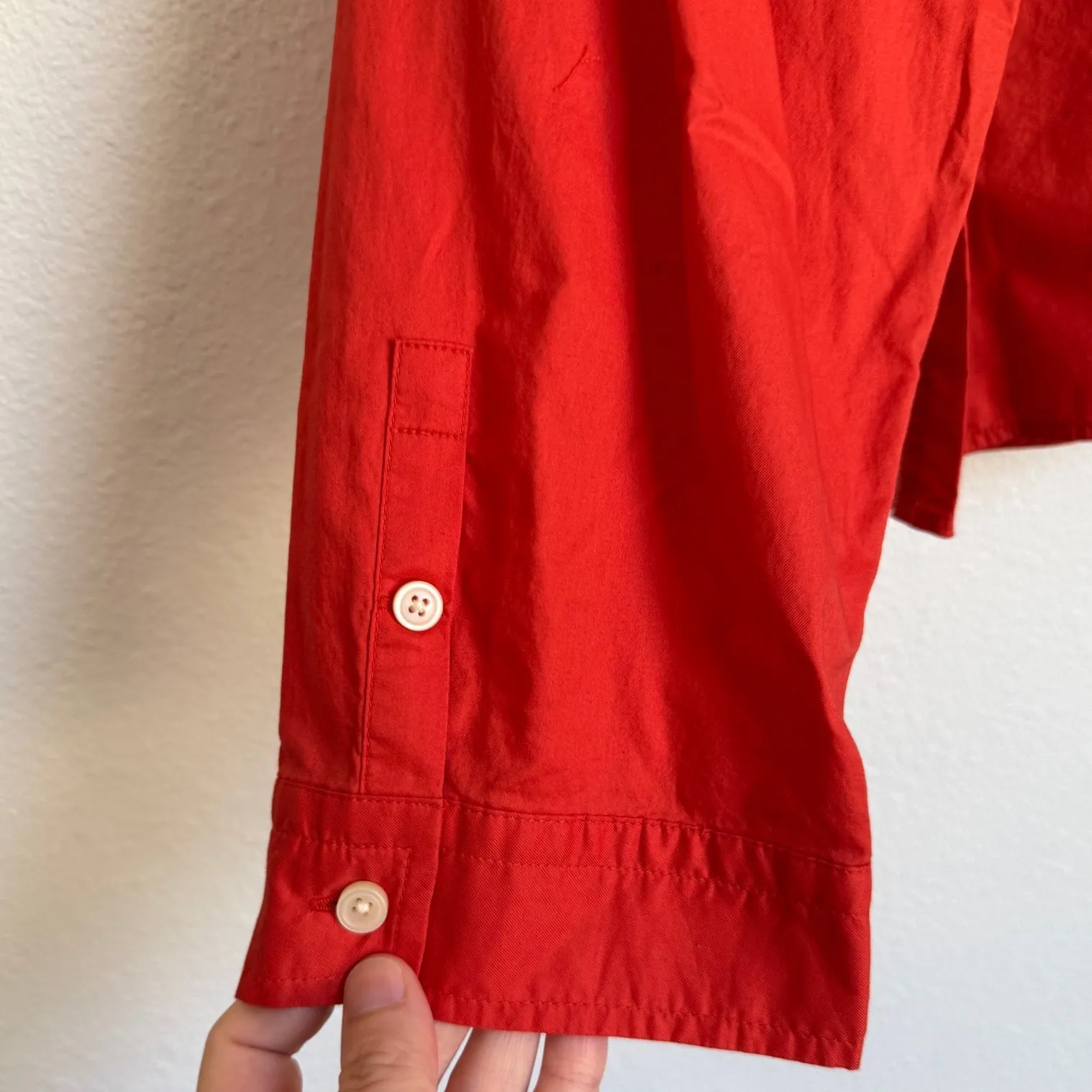 NWT Everlane Woven PJ Top Red Orange Button Down Shirt Cotton Sz XS - Image 3
