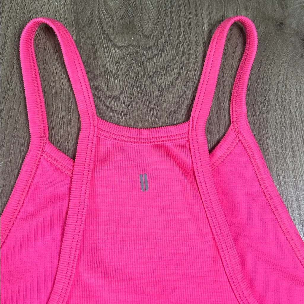 NOBULL Ribbed High-Neck Training Tank Neon Pink Size Medium - Image 4