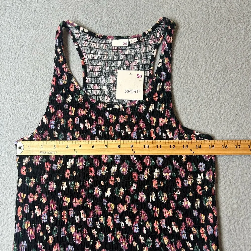Kohl's SO Top Womens Juniors‎ XXL Black Floral Smocked Tank Top NEW Size undefined - Image 4