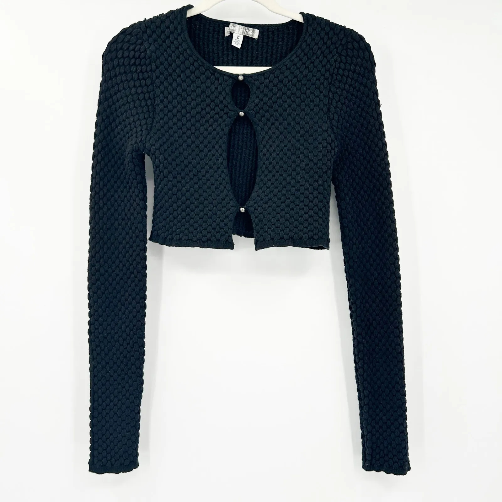 Urban Outfitters UO Womens Dark Going Out Piper‎ Textured Keyhole Crop Sweater M - Image 2