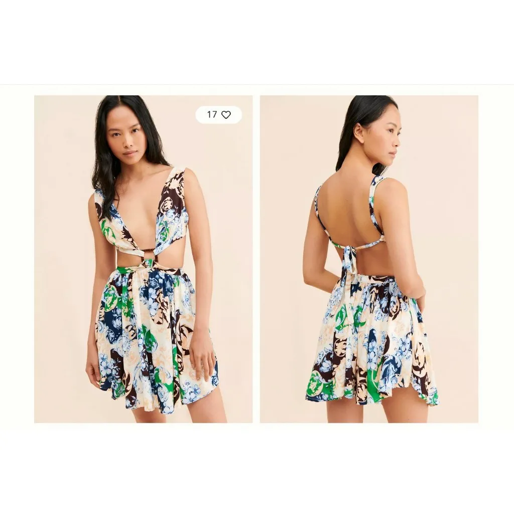 Agua Bendita Gillian Cardumen Dress Womens Large Floral Halter Fit & Flare - Image 2