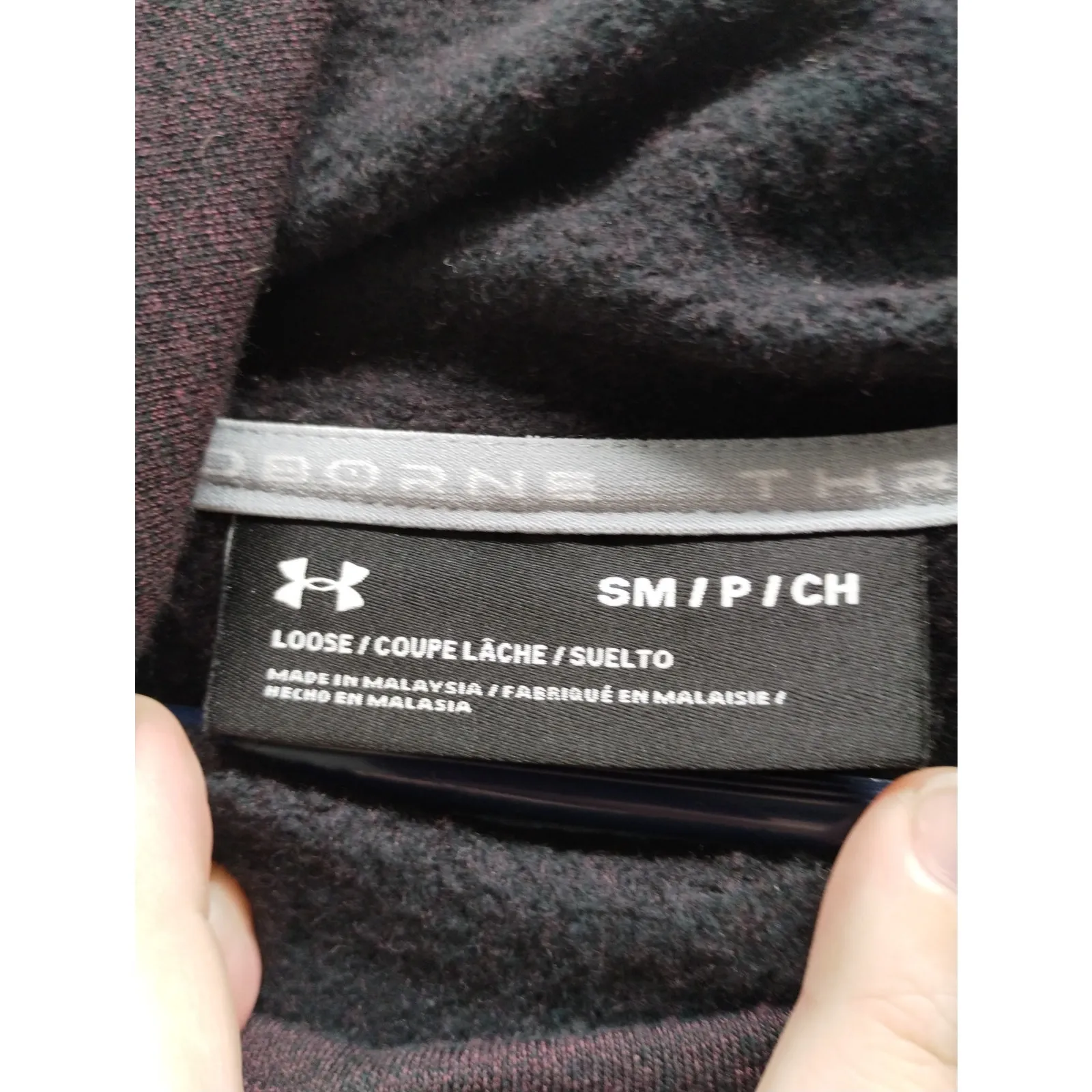 Under Armour Unisex Size Small Threadborne Loose Burgandy Gold Stripe Hoodie - Image 8