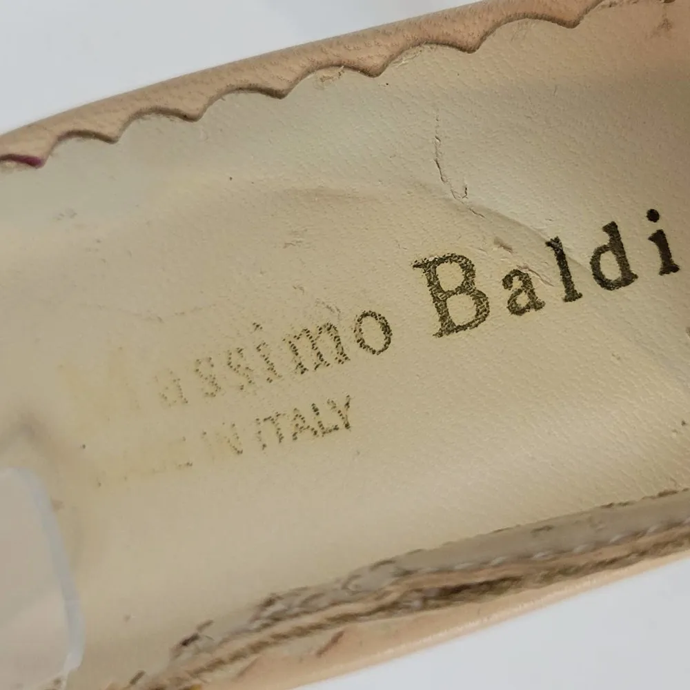 Massimo Baldi Womens Sandals Size 6.5 Cream Floral Open Toe Slingback Heels - Image 16