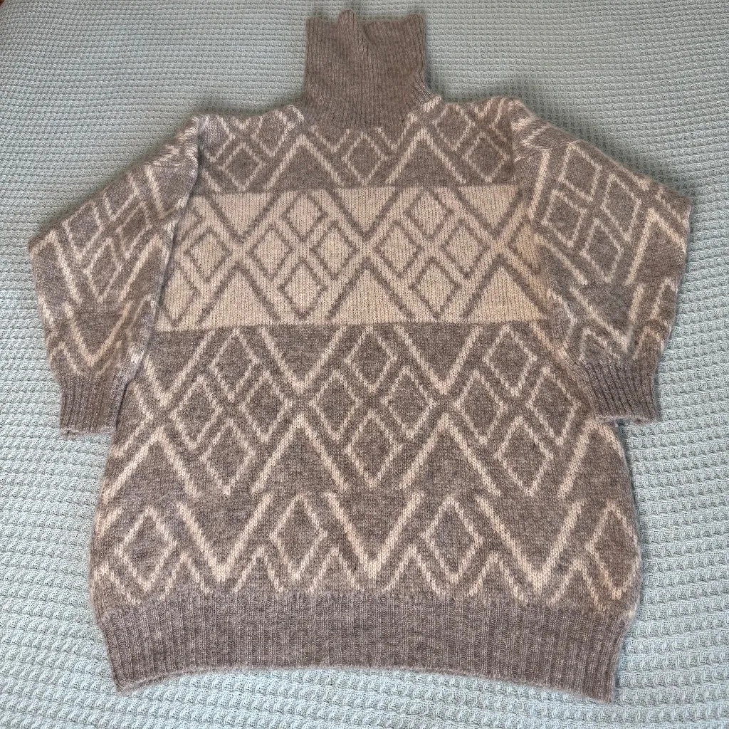 Vintage Hilda Ltd Icelandic 100% Wool Sweater Womens Large Turtleneck Iceland Gray - Image 1