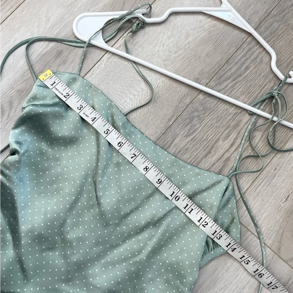 Reformation Silk Tank polka dot crop lucrezia womens Green (size 4) cocktail - Image 5