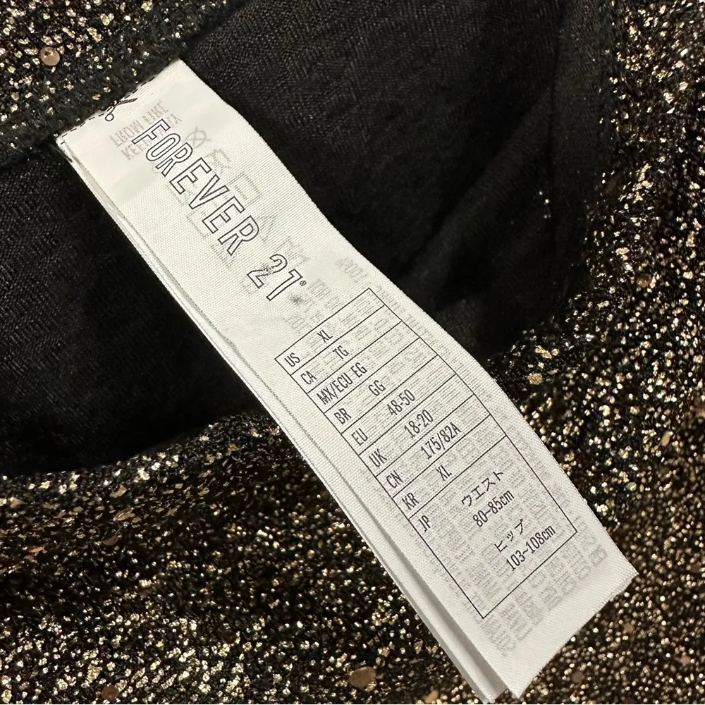 Forever 21  Strapless Bodysuit Top Sparkle Black Rose Gold Pull On Juniors XL - Image 7