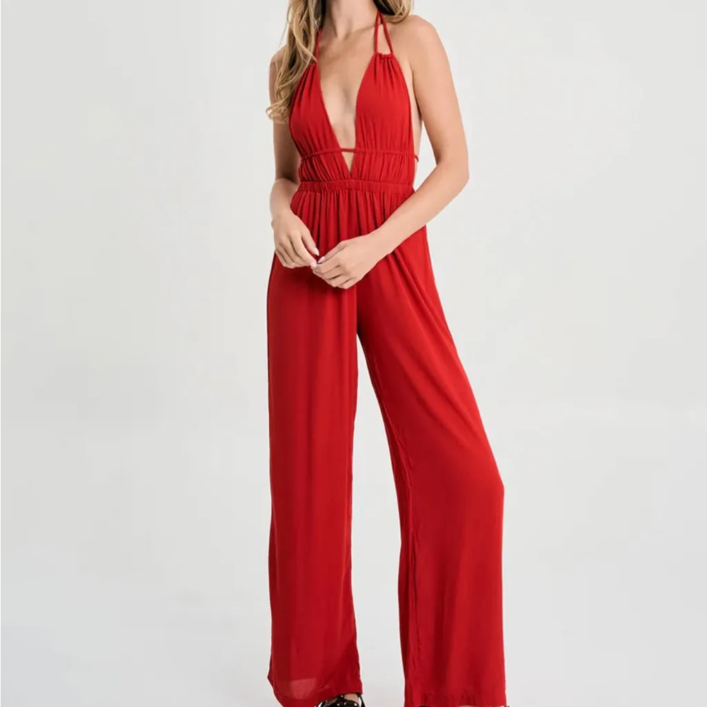 Elegant Red Jumpsuit Size XS - Image 4