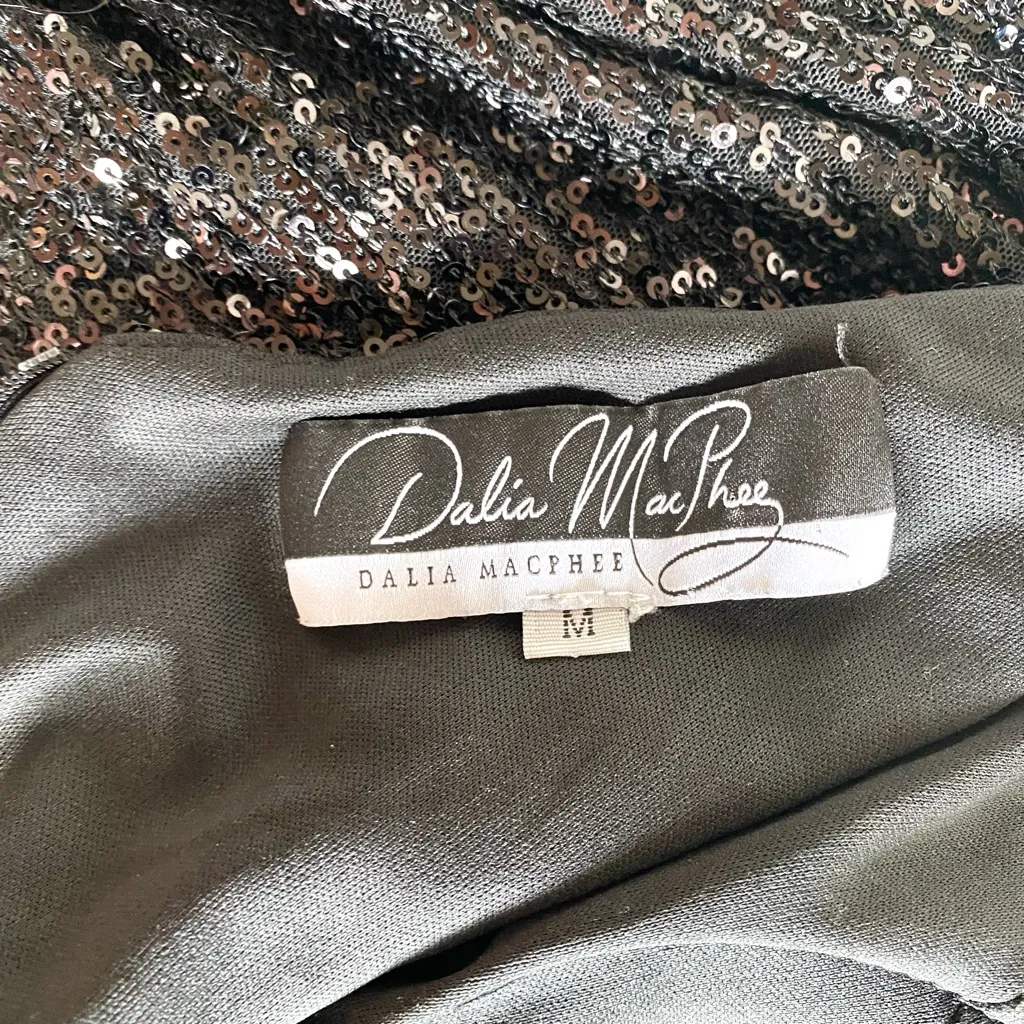 Dalia Macphee Sequin Asymmetrical Ruffle Mini Dress M Witchy Vampire Halloween Black Size M - Image 10