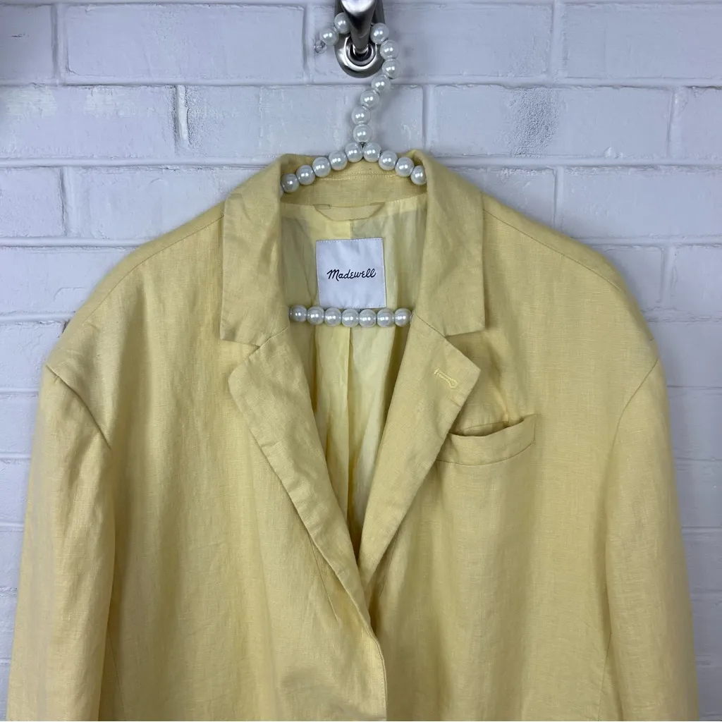 Madewell Yellow The Oversized Linen Blazer Jacket Size XL - Image 6