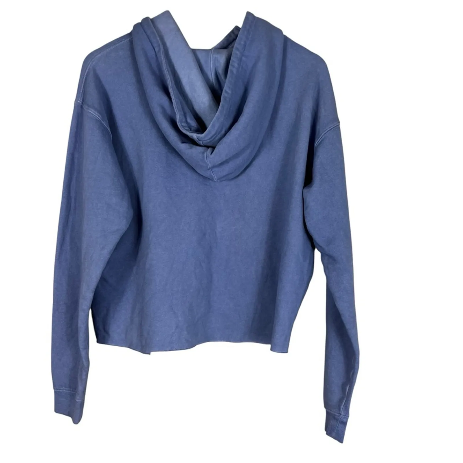 Wild Fable Hoodie Womens M Blue Cropped Raw Hem Drop Shoulders Yoga Casual - Image 3
