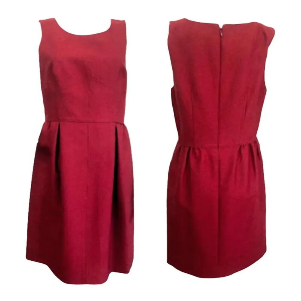 Ladies Berry Red Wool Pleated Jumper Shift Dress ~ Women's Size 12 - Image 3