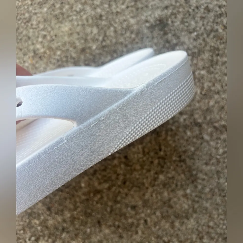 Women’s white CROCS platform flip flop sandals - Image 2