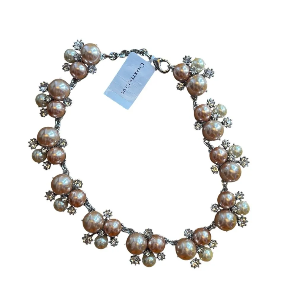 Elegant Pearl and Crystal Necklace (Charter Club) new with tags regency core - Image 4