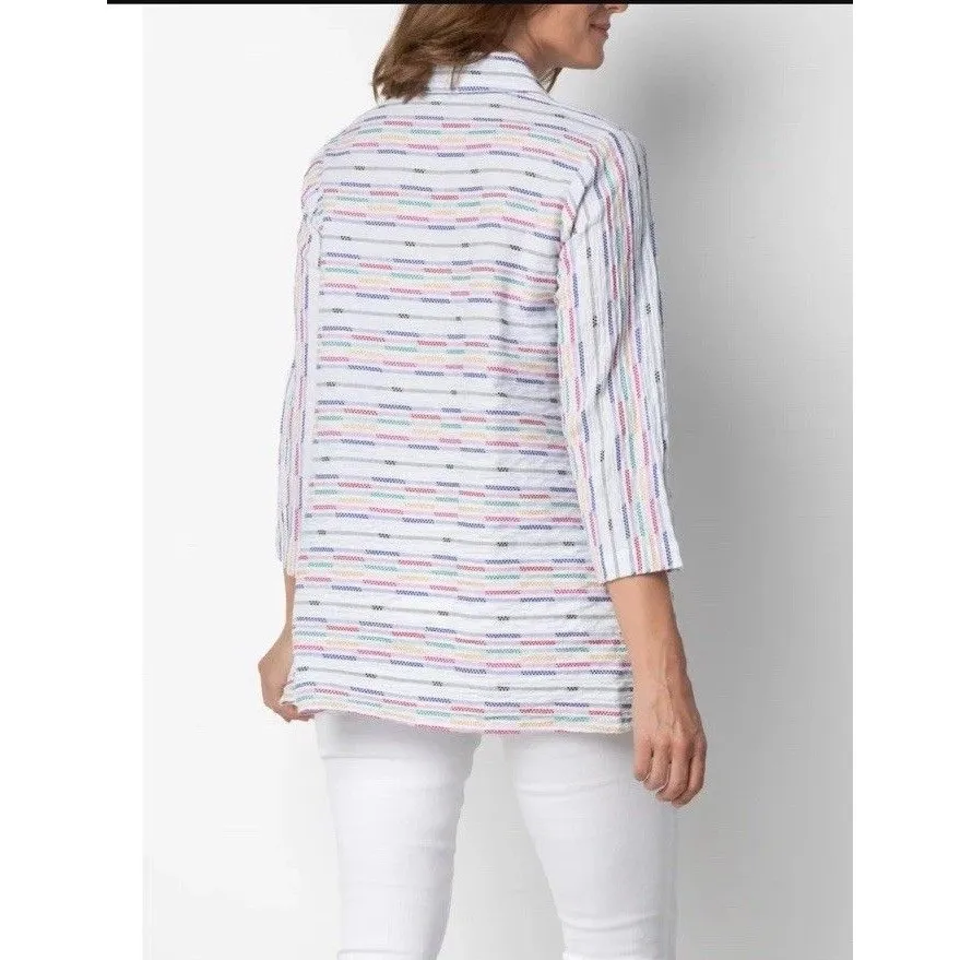 Habitat Button Up Shirt Womens Medium Wrap Around Fiesta Tunic Cotton Blend Top - Image 9