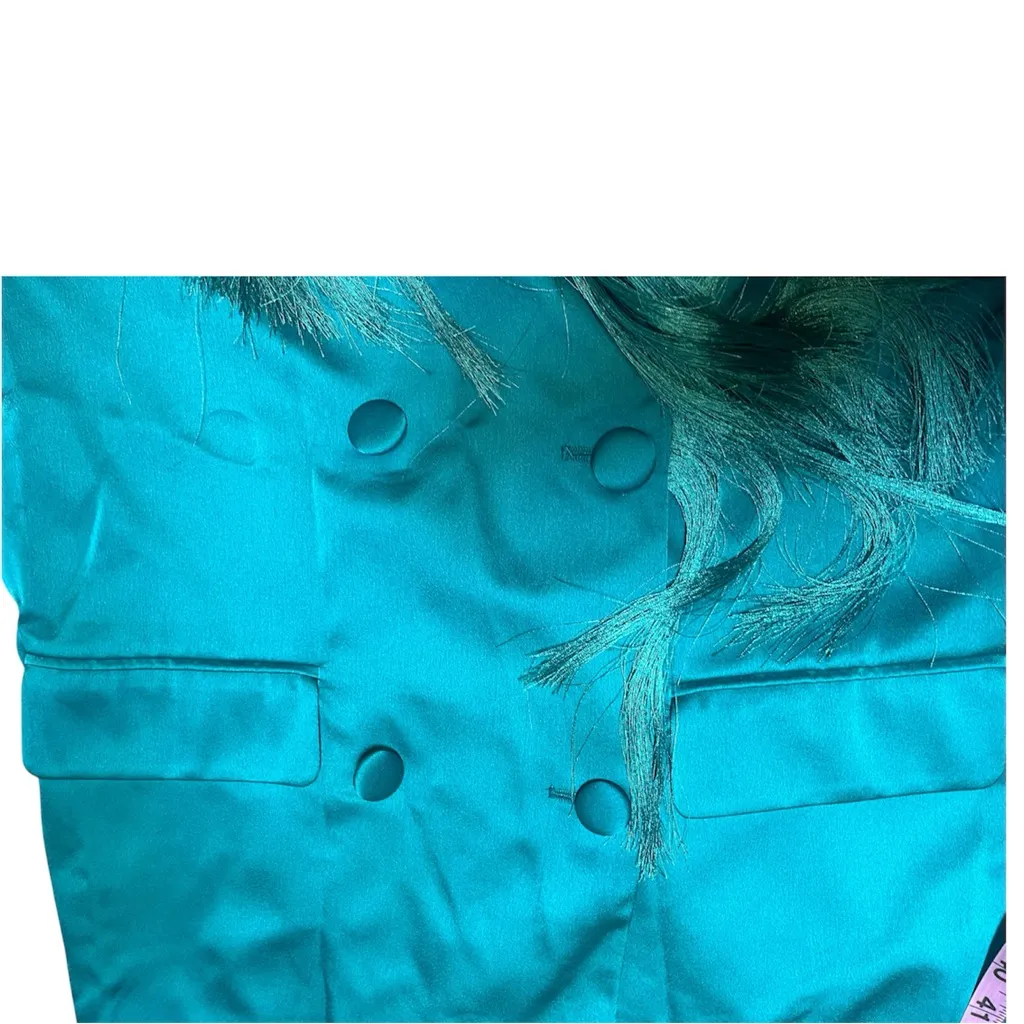 New Blue Buttercup Teal Satin Fringe Jacket
Size: Medium - Image 7