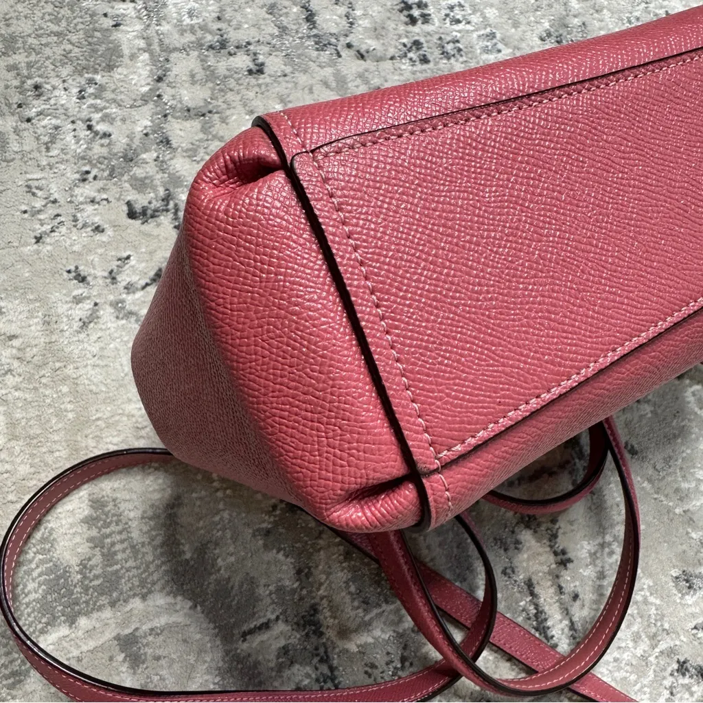 Coach Mini Brooke Carryall Satchel Pink Glitter Crossgrain Leather Gold - Image 7