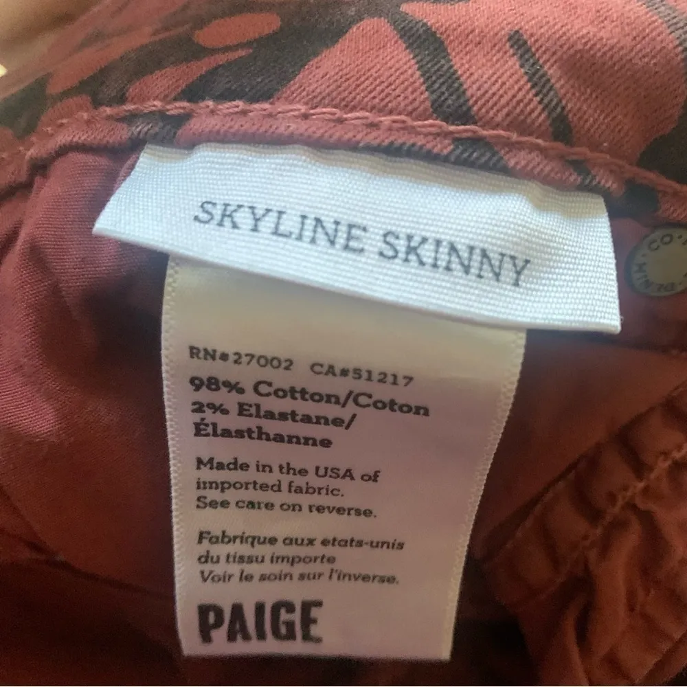 Paige Maroon Red and Black Skyline Leaf Abstract Print Skinny Jeans Size 28 - Image 11