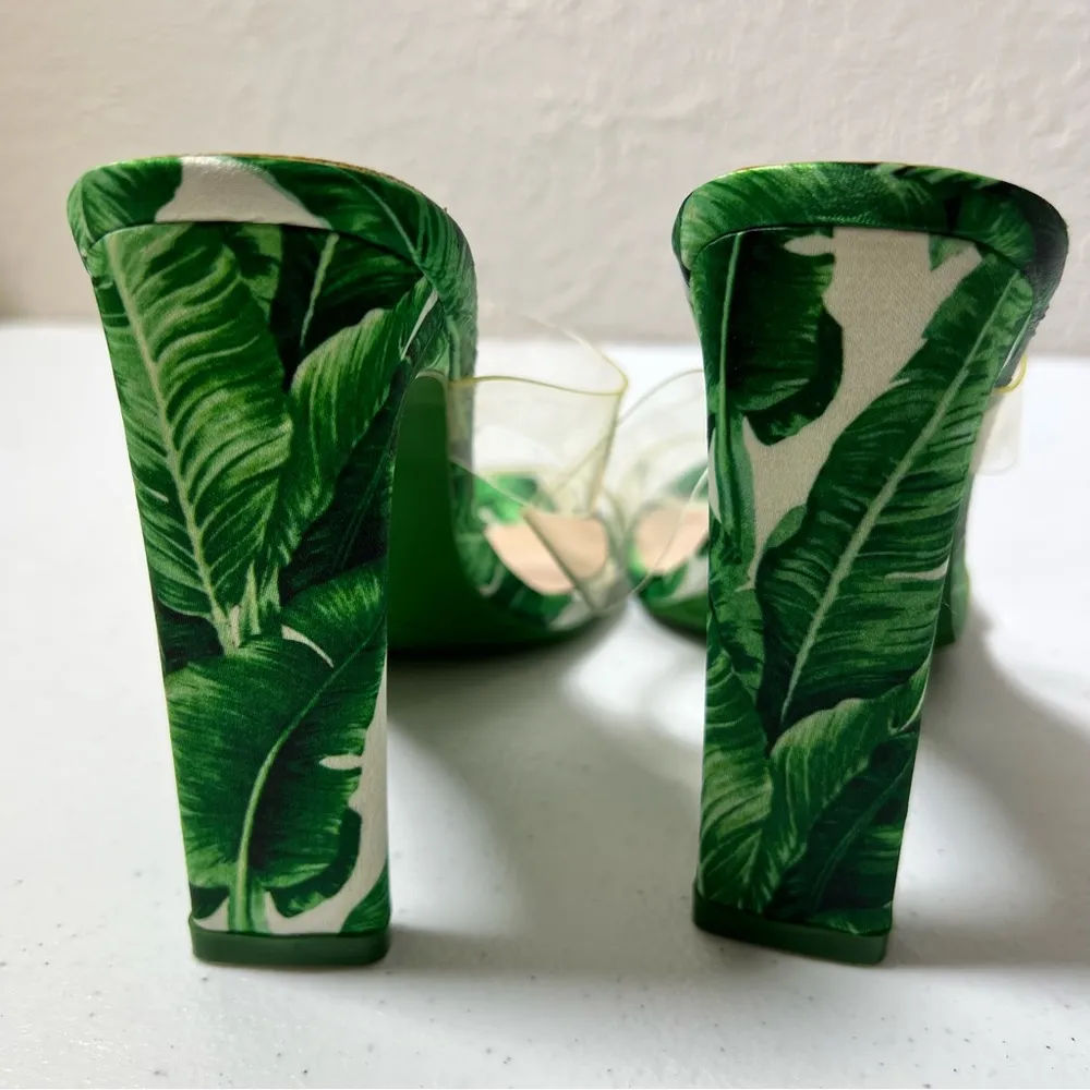 Boohoo Palm Print Clear Strap Heel Mules - Image 10