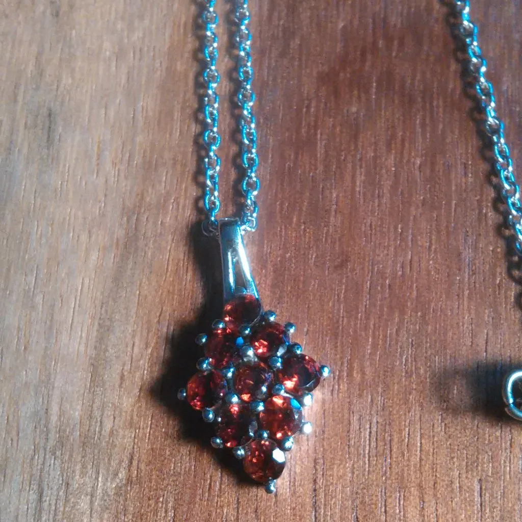 Mozambique Garnet Stainless Steel Pendant Necklace - Image 5
