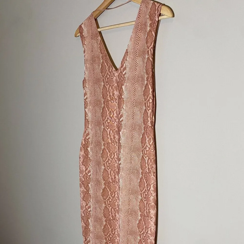 AFRM Womens Medium Ariana Sleeveless Dress Pink/Nude Snakeskin Mesh Bodycon Sexy Pink - Image 16