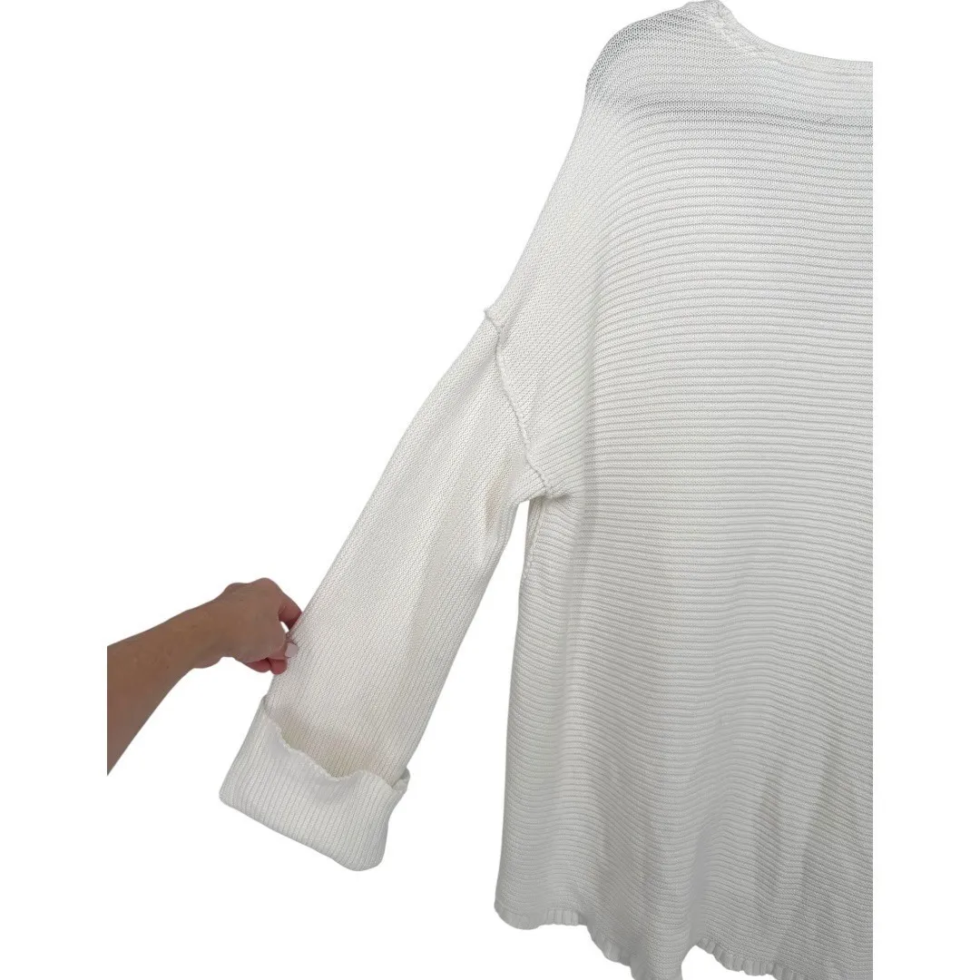 Free People La Brea Oversized V-Neck Chunky Long Sleeve Knit Sweater Size Medium - Image 13
