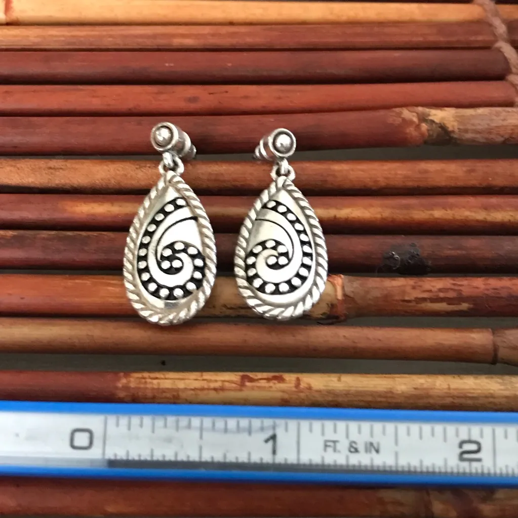 Brighton Teardrop Silver Swirl Post Earrings - Image 5
