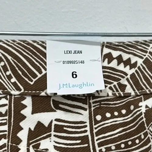 J Mclaughlin Lexi Jean 6 NWT $178 Skinny Stretch Printed Brown White Geo Palm‎ - Image 4