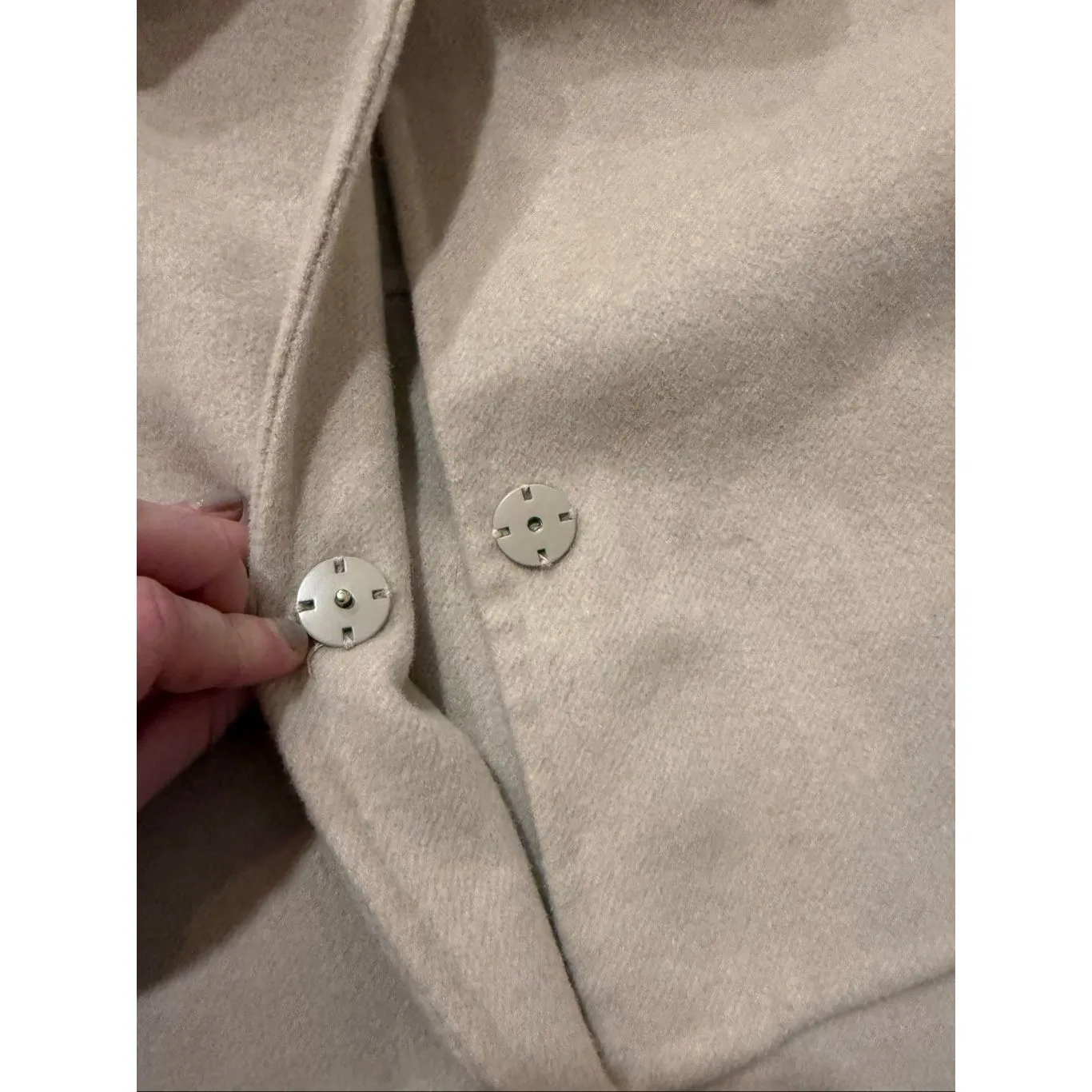 Collared beige wool blend lady jacket peacoat size small - Image 5