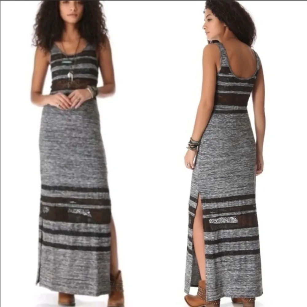 Free People hazy days gray black lace maxi dress - Image 3