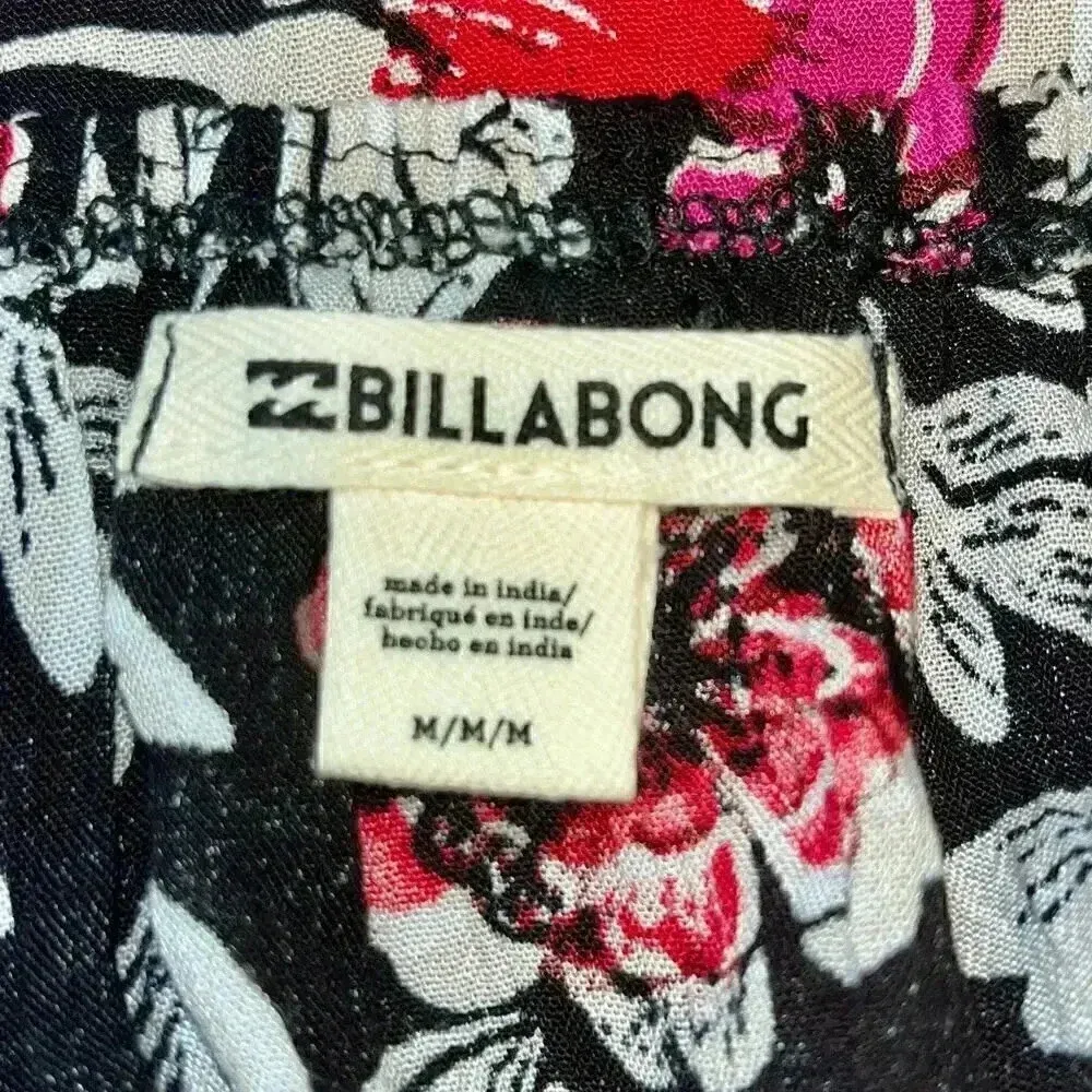 Billabong Spring Warrior Black‎ Floral Print Long Sleeve Shift Dress Medium - Image 6