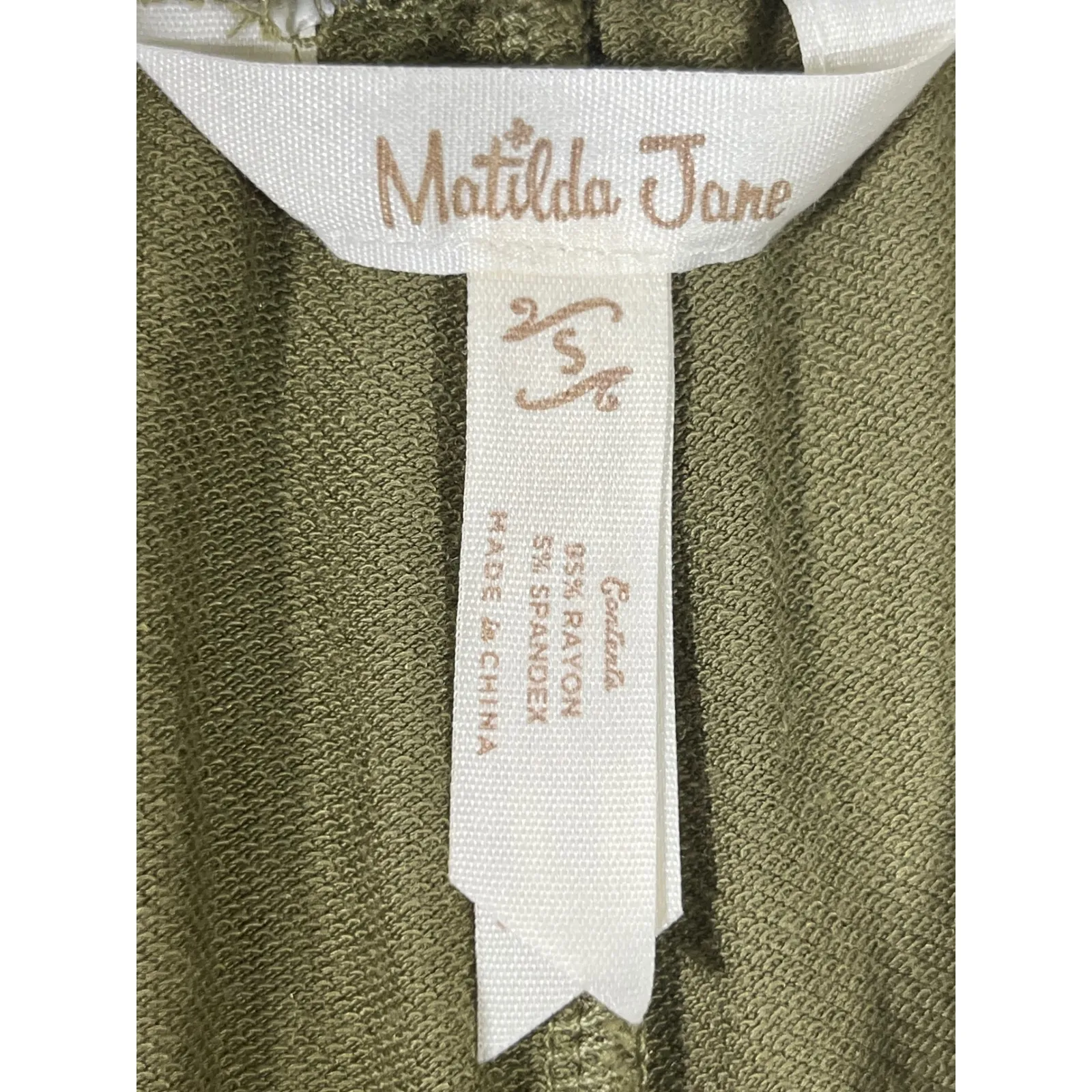 Matilda Jane Wide Leg Cropped Harem Pants Elastic Waist Pull On Green Size S - Image 4