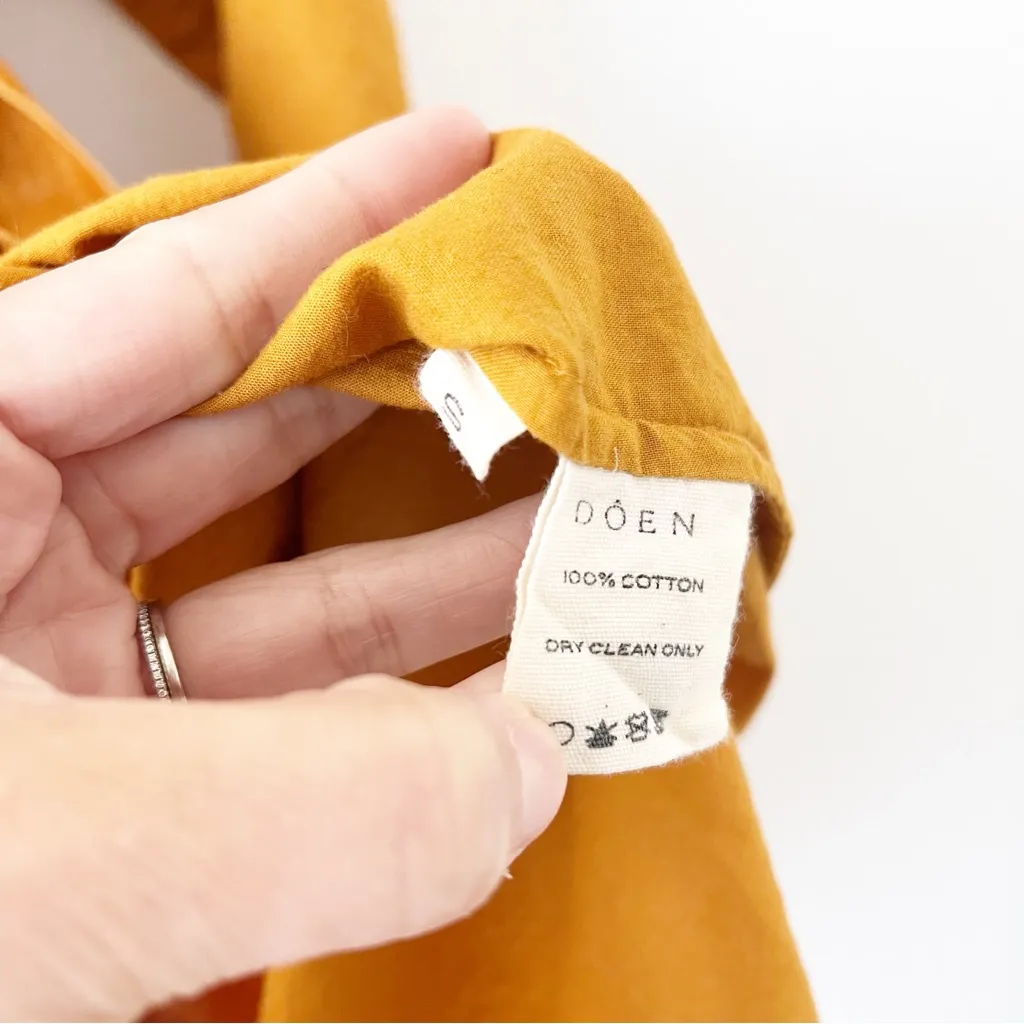 Doen Miro Smocked Neck Cotton Mini Dress in Golden Hour Gold - Image 7