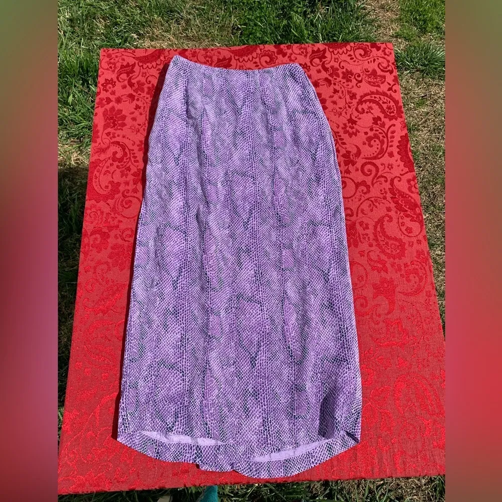 Gianni Bini Women Purple‎ Skirt 6 Snake White Rayon Vintage Spring Summer Light - Image 5