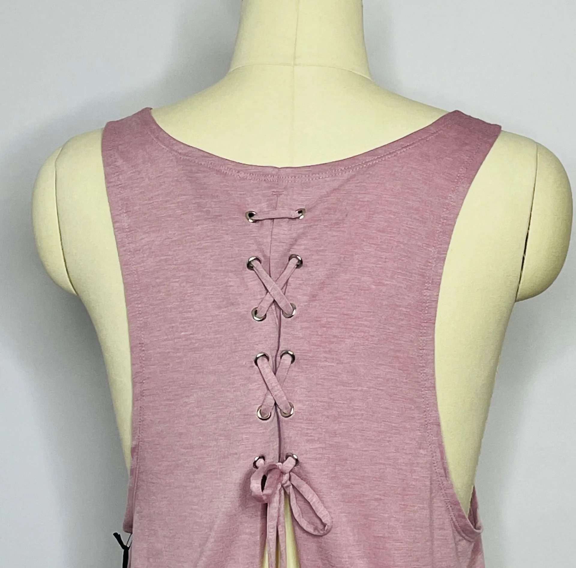 Mauve Lace-Up Back Tank L - Image 7