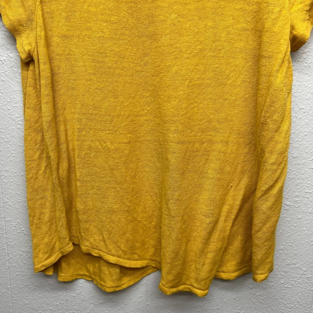 Womens Mustard Coastal Beach Feminine Chic Academia Womens Knit Sweater Medium - Image 6