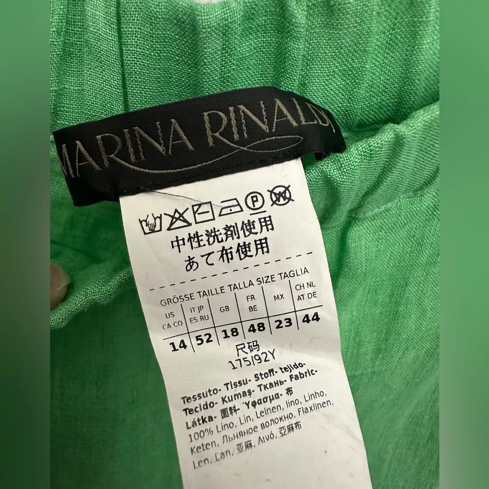 Marina Rinaldi Rocco High Rise Linen Trousers In Emerald Size 14 Coastal NWT Green - Image 4